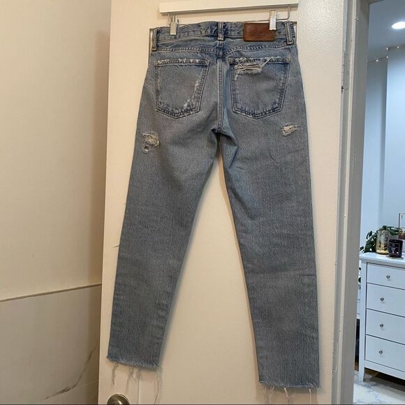 Revolve Moussy Straight Leg Distressed Blue Jeans - Picture 6 of 12